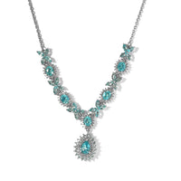 Madagascar Paraiba Apatite and White Zircon Necklace 18 Inches in Platinum Over Sterling Silver 5.75 ctw