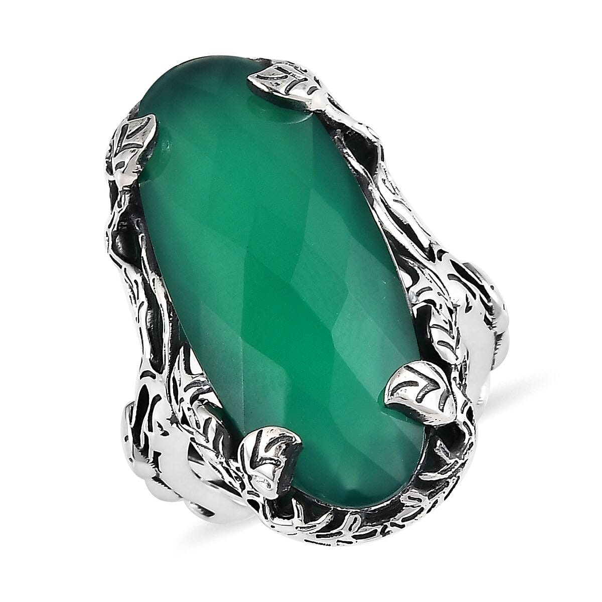 Artisan Crafted Verde Onyx Ring in Sterling Silver 14.65 ctw