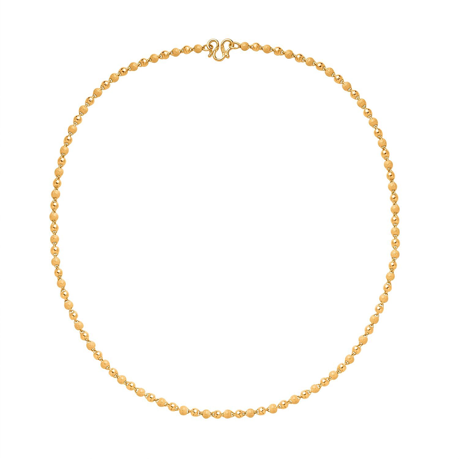 Ankur Treasure Chest Electroform 4mm Textured Beaded Necklace in 24K Yellow Gold 14.65 Grams 18 Inches