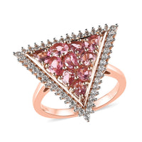 Premium Morro Redondo Pink Tourmaline and White Zircon Ring in Vermeil Rose Gold Over Sterling Silver 2.00 ctw