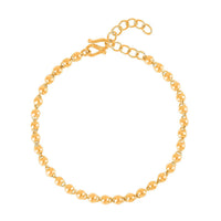 24K Yellow Gold Electroform 3mm Beaded Bracelet (6.50-8.00In) 6.5 Grams