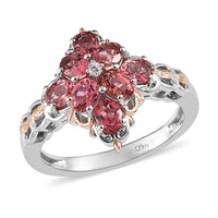 Premium Morro Redondo Pink Tourmaline and White Zircon Ring in Vermeil RG and Platinum Over Sterling Silver 1.35 ctw
