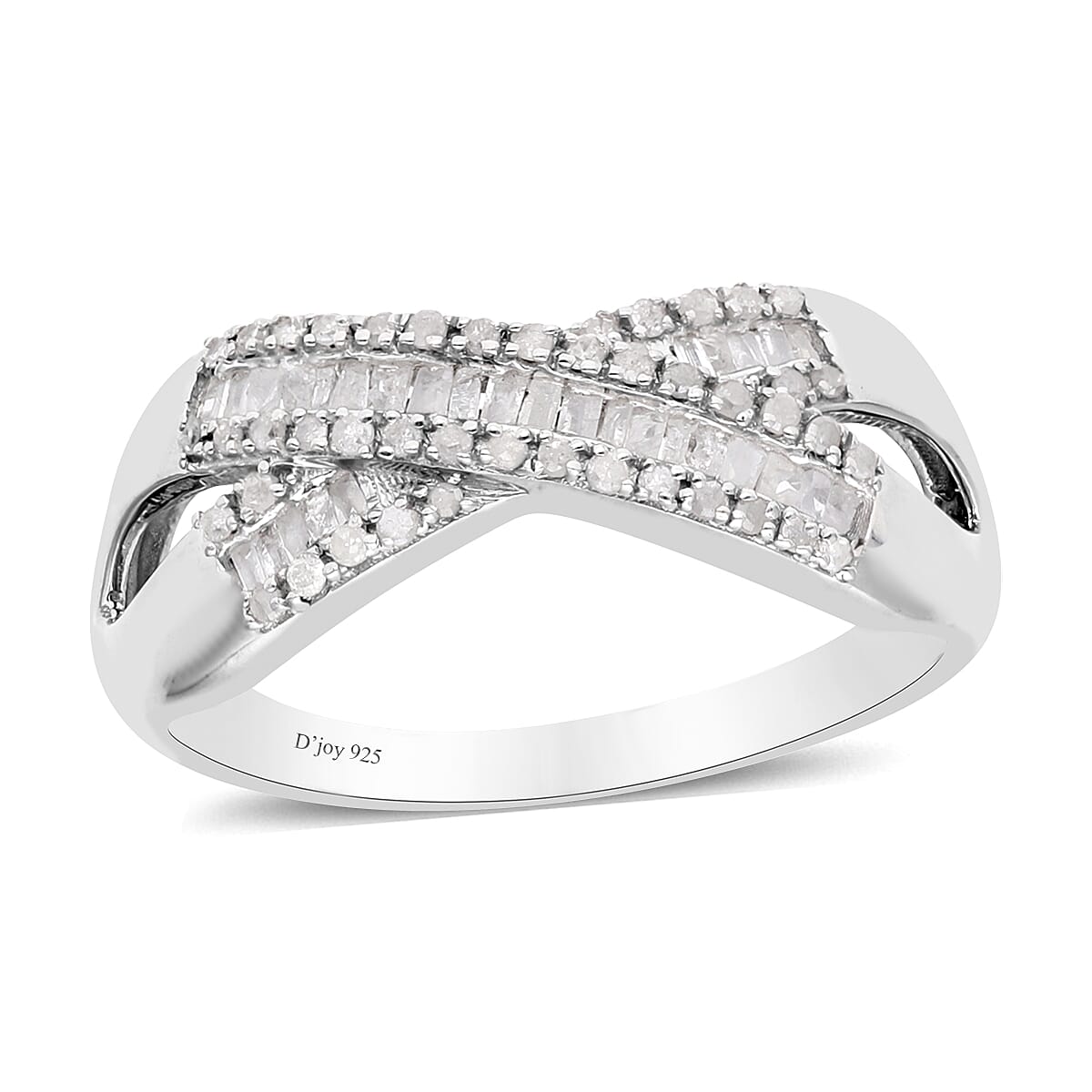Diamond Ring in Platinum Over Sterling Silver 0.33 ctw