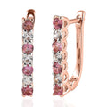 Premium Morro Redondo Pink Tourmaline and White Zircon Hoop Earrings in Vermeil Rose Gold Over Sterling Silver 1.00 ctw - Sticky add to cart bar