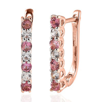 Premium Morro Redondo Pink Tourmaline and White Zircon Hoop Earrings in Vermeil Rose Gold Over Sterling Silver 1.00 ctw