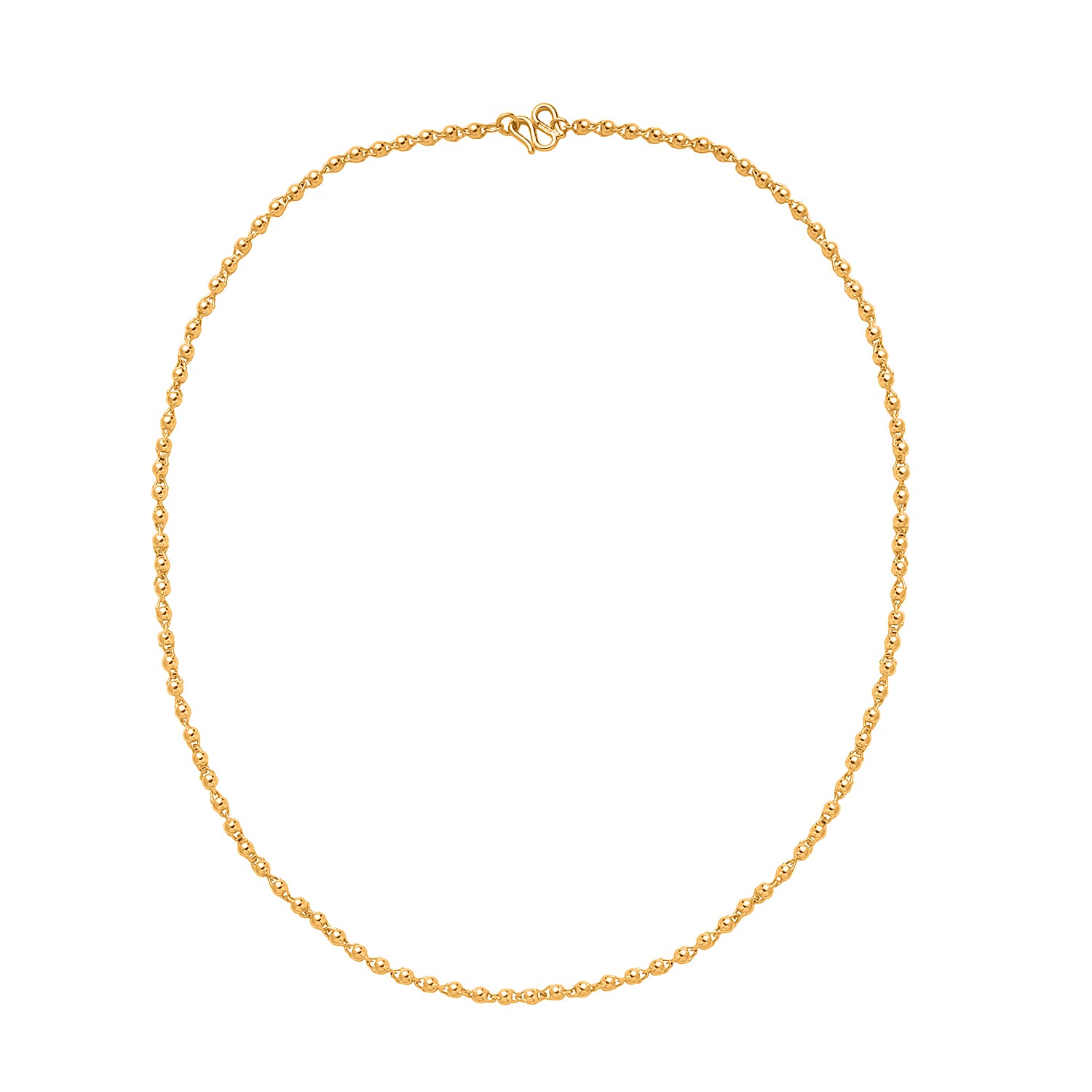 24K Yellow Gold Electroform 3mm Beaded Necklace 18 Inches 10.70 Grams