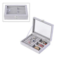 Gray Velvet Jewelry Box with Anti Tarnish Lining & Lock (8"x6"x2") (Rings Hold Up to 28, Brooch, Pendant, Earrings) - Sticky add to cart bar