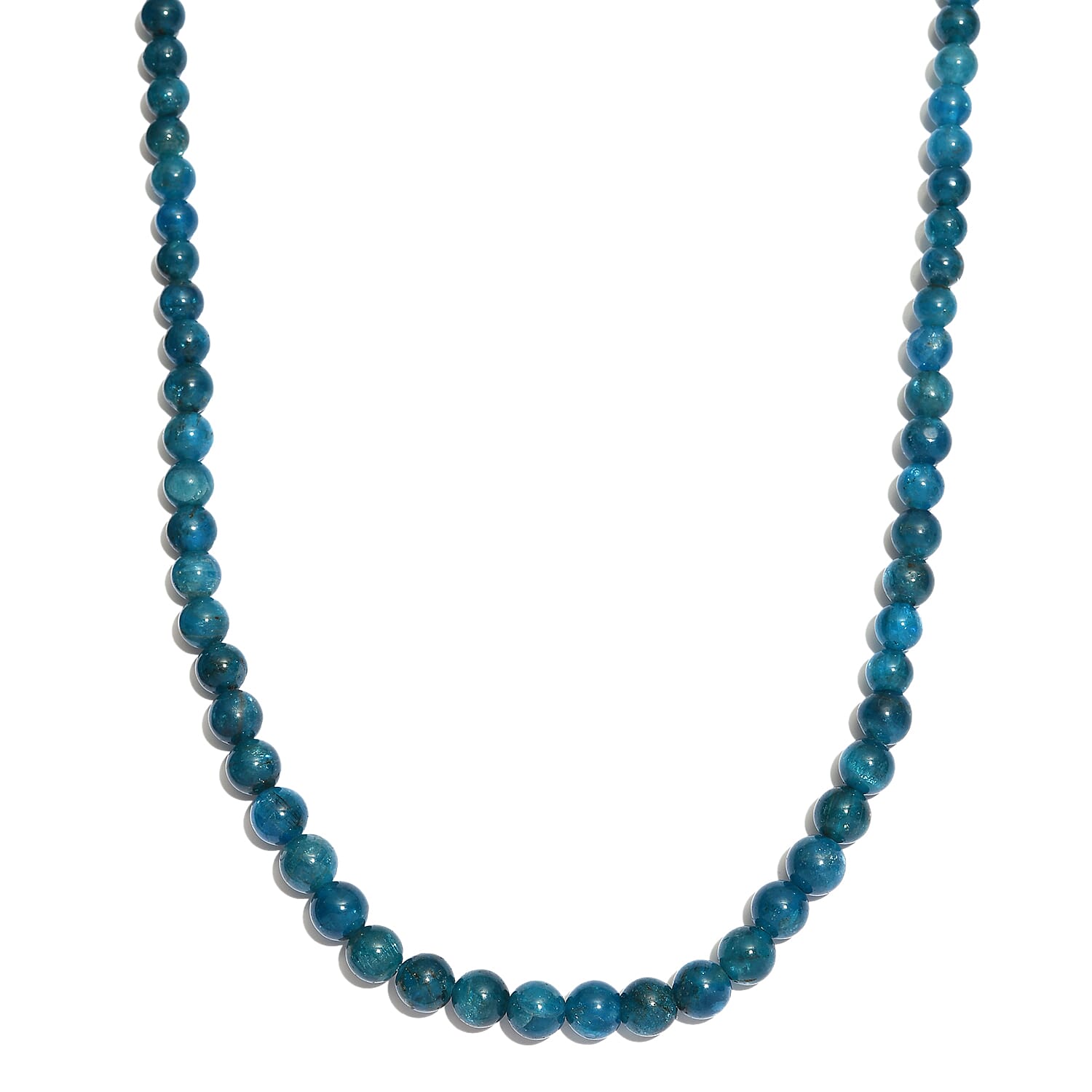 Malgache Neon Apatite Beaded Necklace 20 Inches in Sterling Silver 155.00 ctw