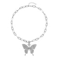 Austrian Crystal Butterfly Pendant Necklace (20-22 Inches) in Silvertone - Sticky add to cart bar