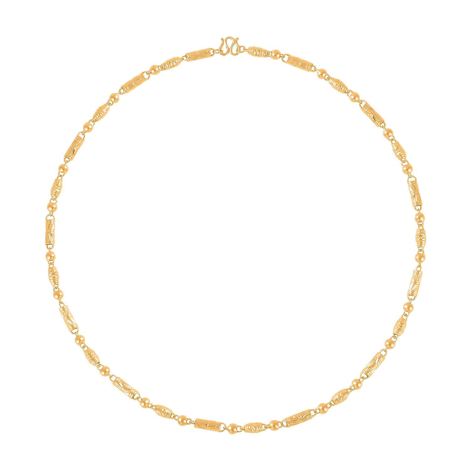 24K Yellow Gold Electroform 4 mm Round Barrel Chain Necklace 18 Inches 11.60 Grams