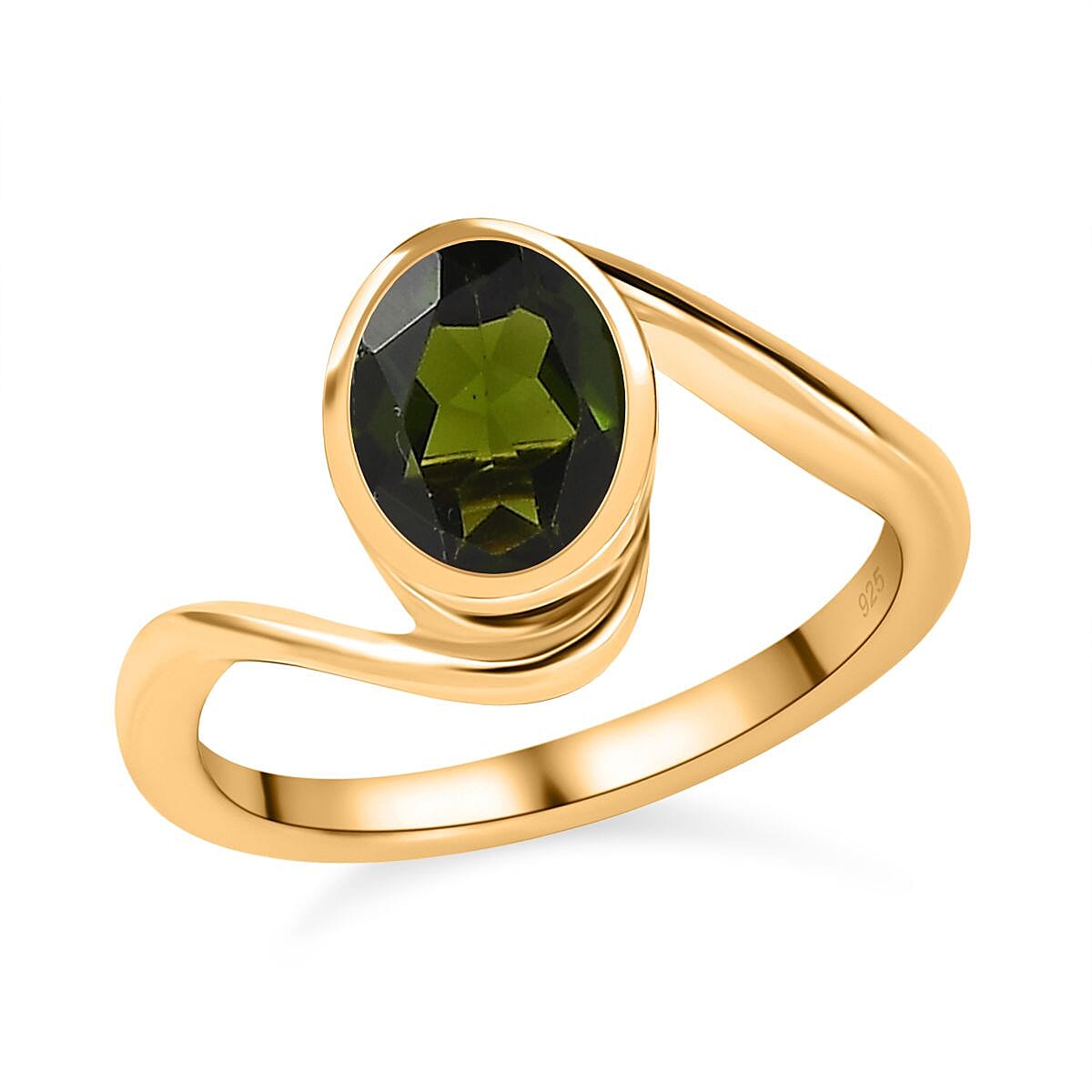 Chrome Diopside 1.25 ctw Ring in Vermeil Yellow Gold Over Sterling Silver (Size 11.5)