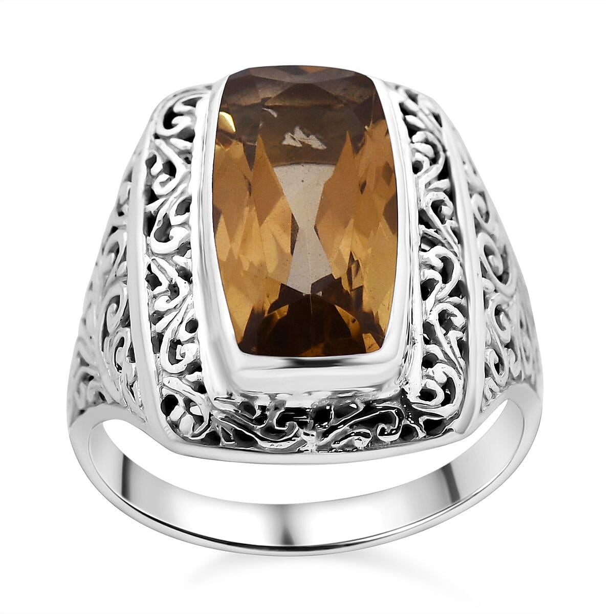 Brazilian Citrine Ring in Sterling Silver (Size 5.5) 9.50 ctw