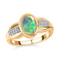 Ethiopian Welo Opal and White Zircon 1.50 ctw Ring in 14K YG Over Sterling Silver (Size 10.0) - Sticky add to cart bar