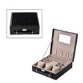 Black Crocodile Embossed Pattern Faux Leather 2 Layer Jewelry Box (10.2"x10.2"x3.5") - Sticky add to cart bar