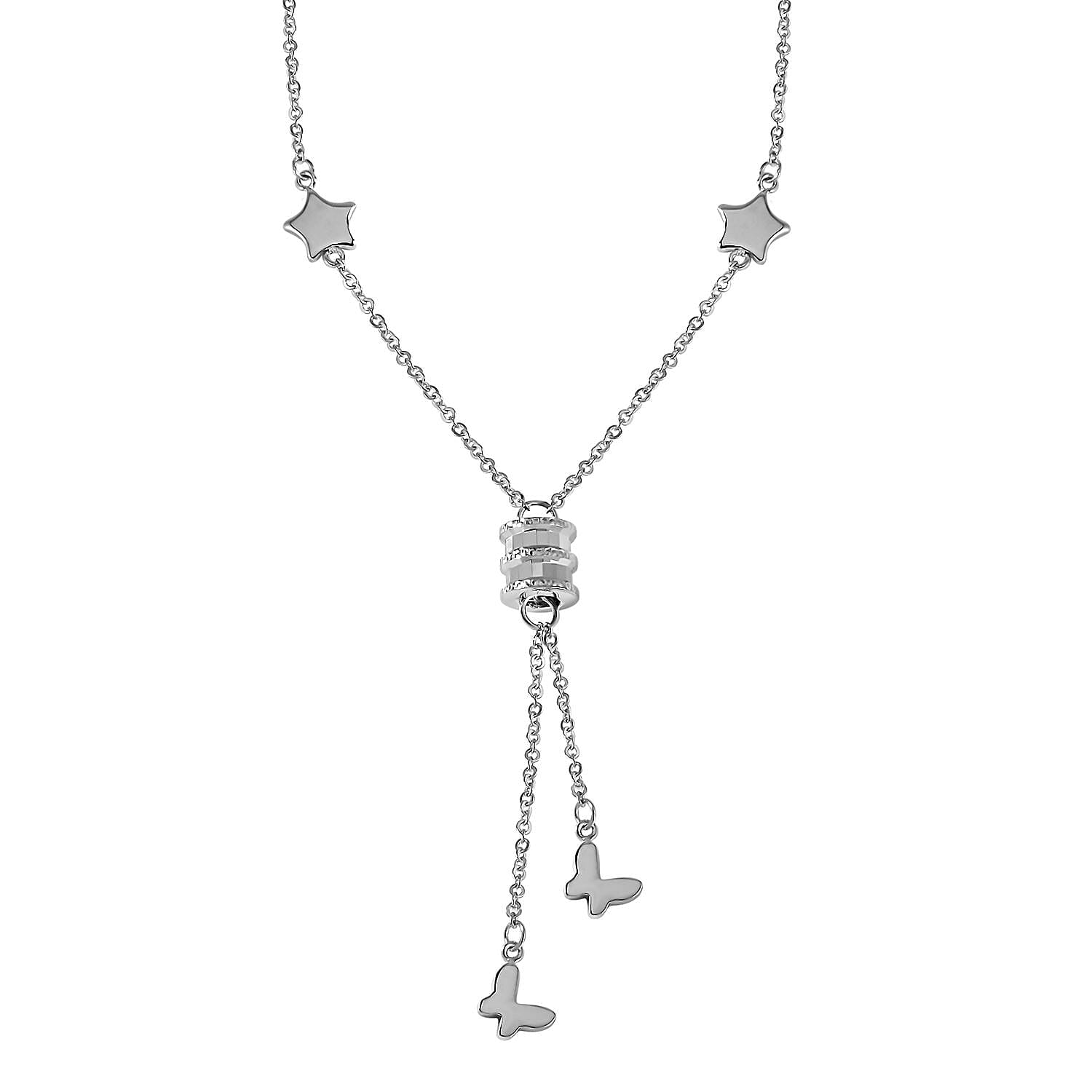 950 Platinum Star and Butterfly Necklace 20-22 Inches with Lobster Lock 6.20 Grams