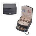 Black Faux Leather Fan Design 2 Layer Jewelry Box - Sticky add to cart bar