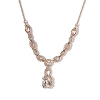 Pink Morganite and White Zircon Necklace 18-20 Inches in Vermeil Rose Gold Over Sterling Silver 1.90 ctw