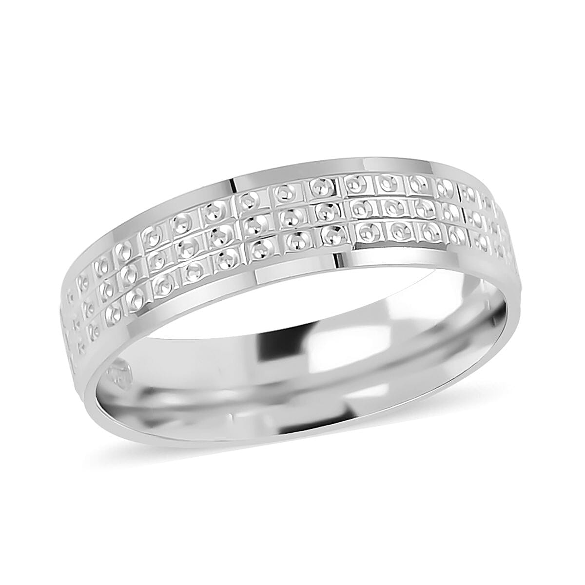 950 Platinum Textured Band Ring (Size 10.0) 6 Grams (Del. in 7-10 Days)
