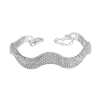 950 Platinum Electroform Diamond-Cut Wishbone Band Bangle Bracelet (6.50-8.00In) 14.29 Grams