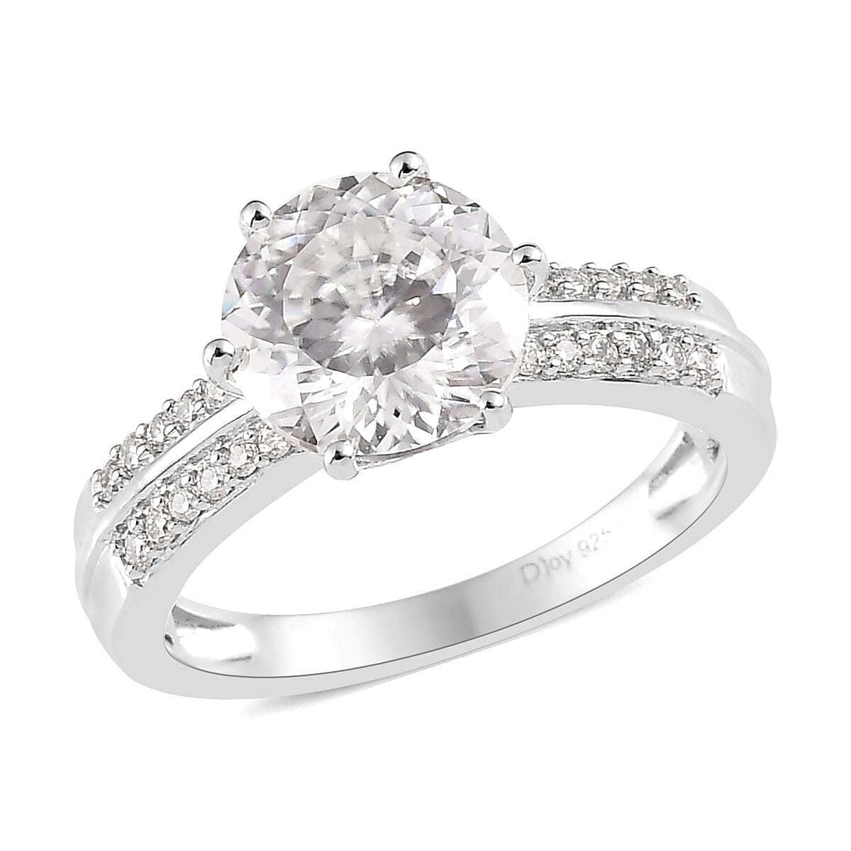 Moissanite Ring in Platinum Over Sterling Silver 2.75 ctw