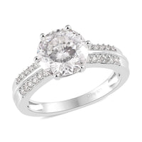 Moissanite Ring in Platinum Over Sterling Silver 2.75 ctw