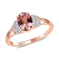Luxoro 10K Rose Gold Premium Morro Redondo Pink Tourmaline and Moissanite Ring 1.35 ctw - Sticky add to cart bar