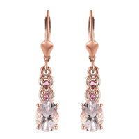 Pink Morganite and Morro Redondo Pink Tourmaline Dangling Earrings in Vermeil Rose Gold Over Sterling Silver 2.25 ctw