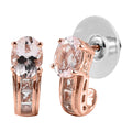 Pink Morganite and White Topaz J-Hoop Earrings in Vermeil Rose Gold Over Sterling Silver 2.85 ctw - Sticky add to cart bar