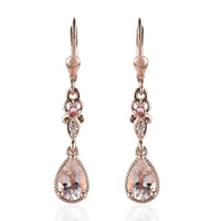 Pink Morganite and Multi Gemstone Dangling Earrings in Vermeil Rose Gold Over Sterling Silver 2.00 ctw