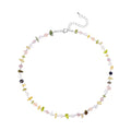 Multi Color Freshwater Pearl and Multi Gemstone Necklace 20-22 Inches in Stainless Steel 40.00 ctw - Sticky add to cart bar