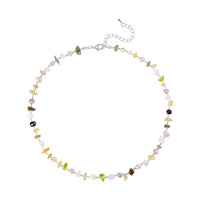Multi Color Freshwater Pearl and Multi Gemstone Necklace 20-22 Inches in Stainless Steel 40.00 ctw