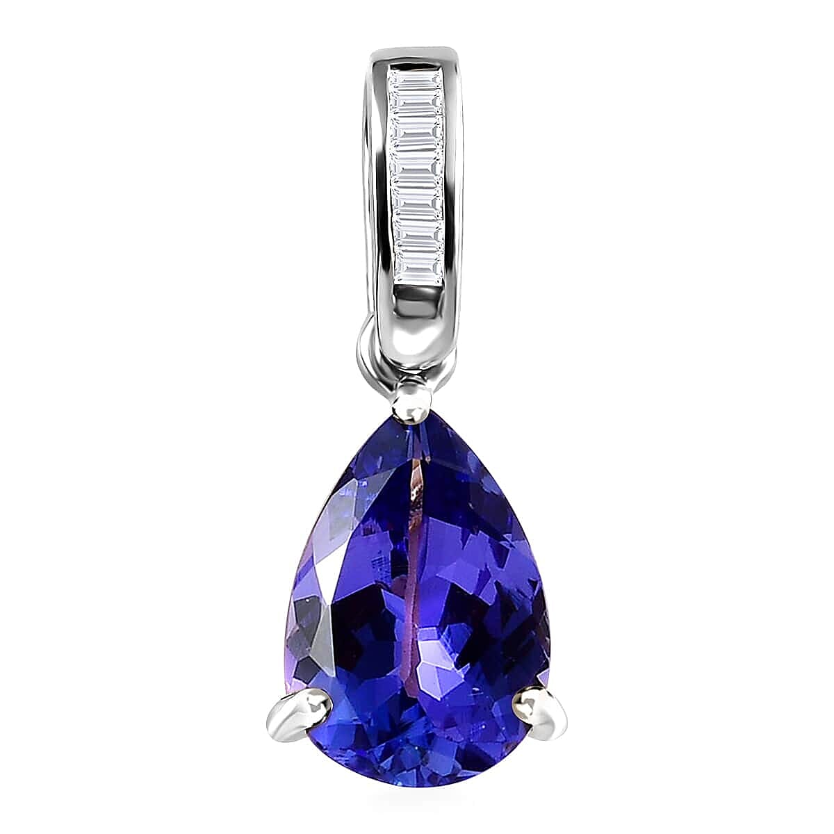 Luxoro 10K White Gold Premium Tanzanite and G-H I2 Diamond Pendant 2.05 ctw