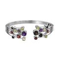 Karis Multi Gemstone Cuff Bracelet in Platinum Bond (6.50 In) 5.35 ctw - Sticky add to cart bar