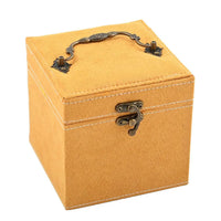 Black Velvet Three Layer Jewelry Box with Mirror,Handle & Lock (4.72x4.72x4.72)