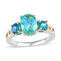 Karis Peacock Quartz (Triplet) 3 Stone Ring in 18K YG Plated and Platinum Bond 2.15 ctw - Sticky add to cart bar