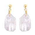 White Keshi Pearl Earrings in 14K Yellow Gold Over Sterling Silver - Sticky add to cart bar