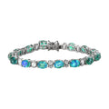 Peacock Quartz (Triplet) and White Zircon Tennis Bracelet in Platinum Over Sterling Silver (7.25 In) 29.75 ctw - Sticky add to cart bar