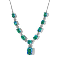 Peacock Quartz (Triplet) and White Zircon Necklace 18 Inches in Platinum Over Sterling Silver 28.35 ctw