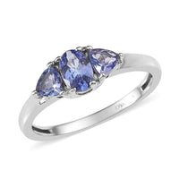 Tanzanite 3 Stone Ring in Platinum Over Sterling Silver (Size 10.0) 0.75 ctw