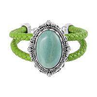 Green Aventurine Bracelet in Silvertone (7.50 In)