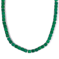 Asscher Cut Verde Onyx Necklace 18 Inches in Platinum Over Sterling Silver 109.10 ctw