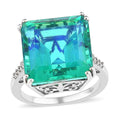 Peacock Quartz (Triplet) and White Zircon Ring in Platinum Over Sterling Silver 17.50 ctw - Sticky add to cart bar