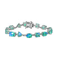 Peacock Quartz (Triplet) White Zircon Bracelet in Platinum Over Sterling Silver (6.50 In) 18.35 ctw - Sticky add to cart bar