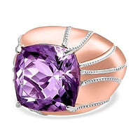 Rose De France Amethyst 7.03 ctw Ring in Vermeil RG Over Sterling Silver (Size 8)