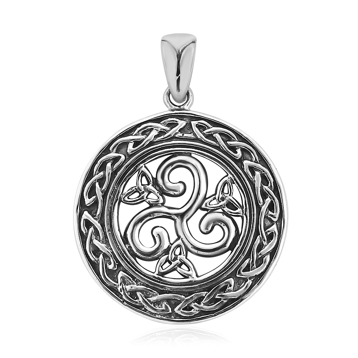 Bali Legacy Sterling Silver Good Luck Irish Knot Celtic Medallion Round Pendant 4.55 Grams