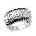 Thai Black Spinel and White Zircon Men's Ring in Stainless Steel (Size 10.0) 1.00 ctw - Sticky add to cart bar