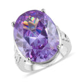 Karis Simulated Amethyst Color Diamond Solitaire Ring in Platinum Bond (Size 10.0) 23.15 ctw - Sticky add to cart bar