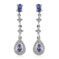 D'Joy Tanzanite and White Zircon Dangling Earrings in Platinum Over Sterling Silver 1.40 ctw - Sticky add to cart bar