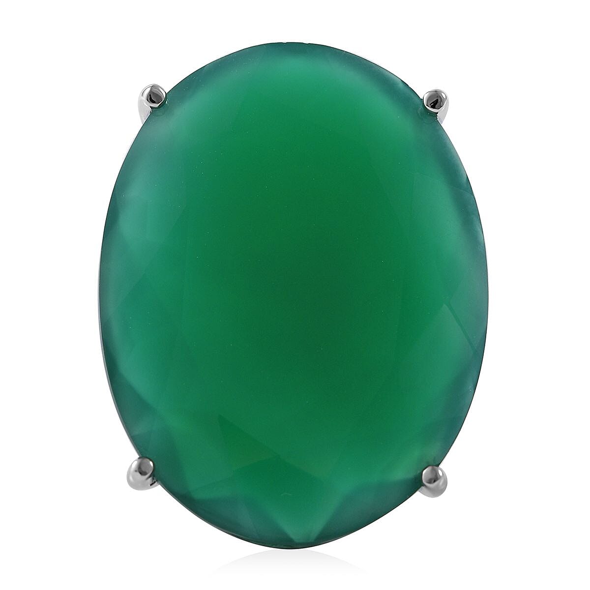 Verde Onyx Ring in Platinum Over Sterling Silver (Size 10.0) 50.00 ctw