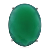 Verde Onyx Ring in Platinum Over Sterling Silver (Size 10.0) 50.00 ctw